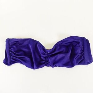 Twisted Bandeau Bikini Top Womens XS Blue Gold Logo Clasp Swim VICTORIAS SECRET